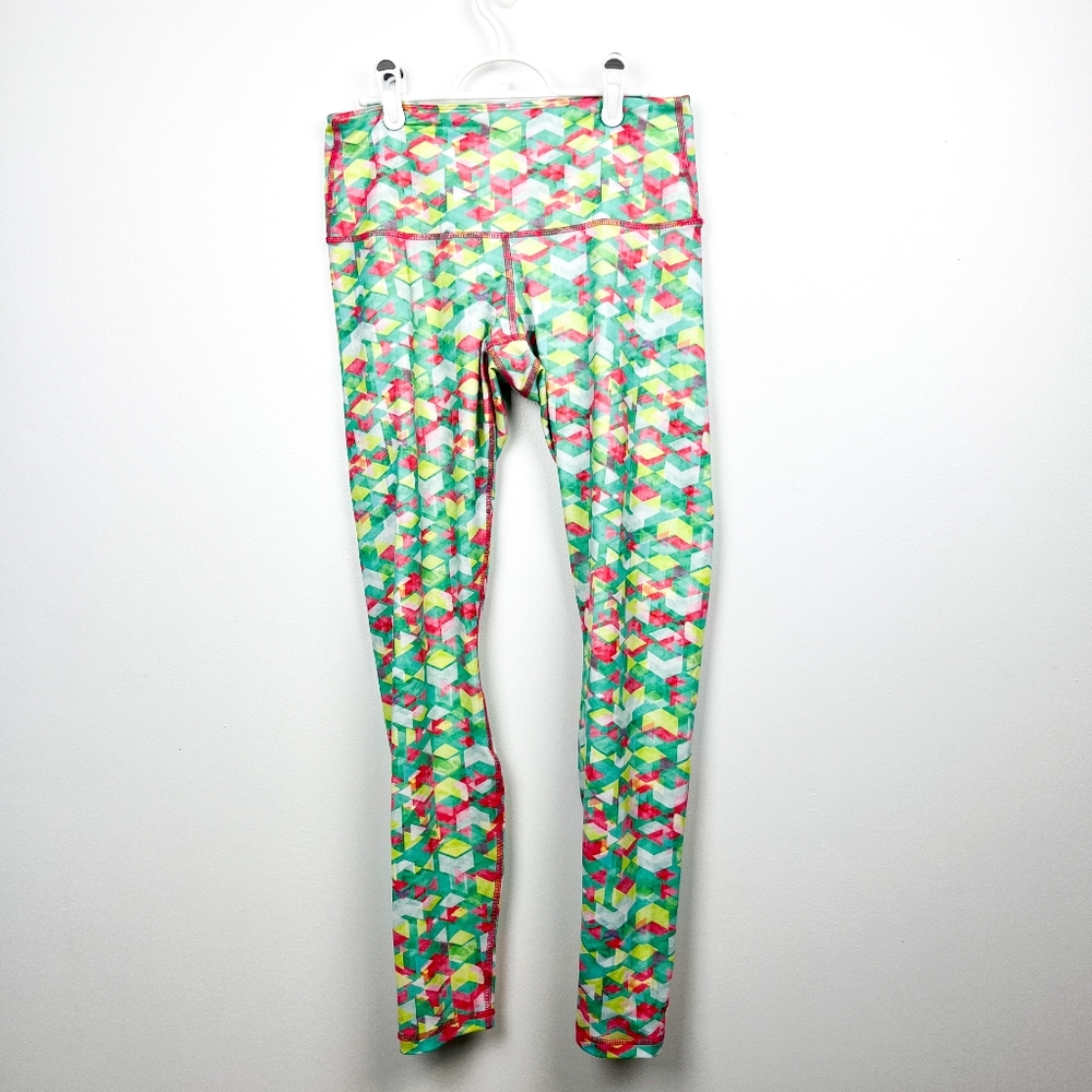 Karma Bright Patterned Green Red & Yellow Athletic  Leggings
